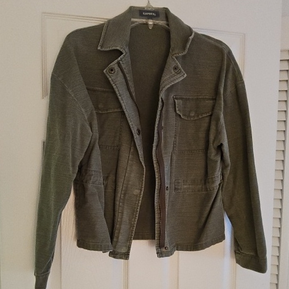 Express Green Utility Jacket with Tailored Fit